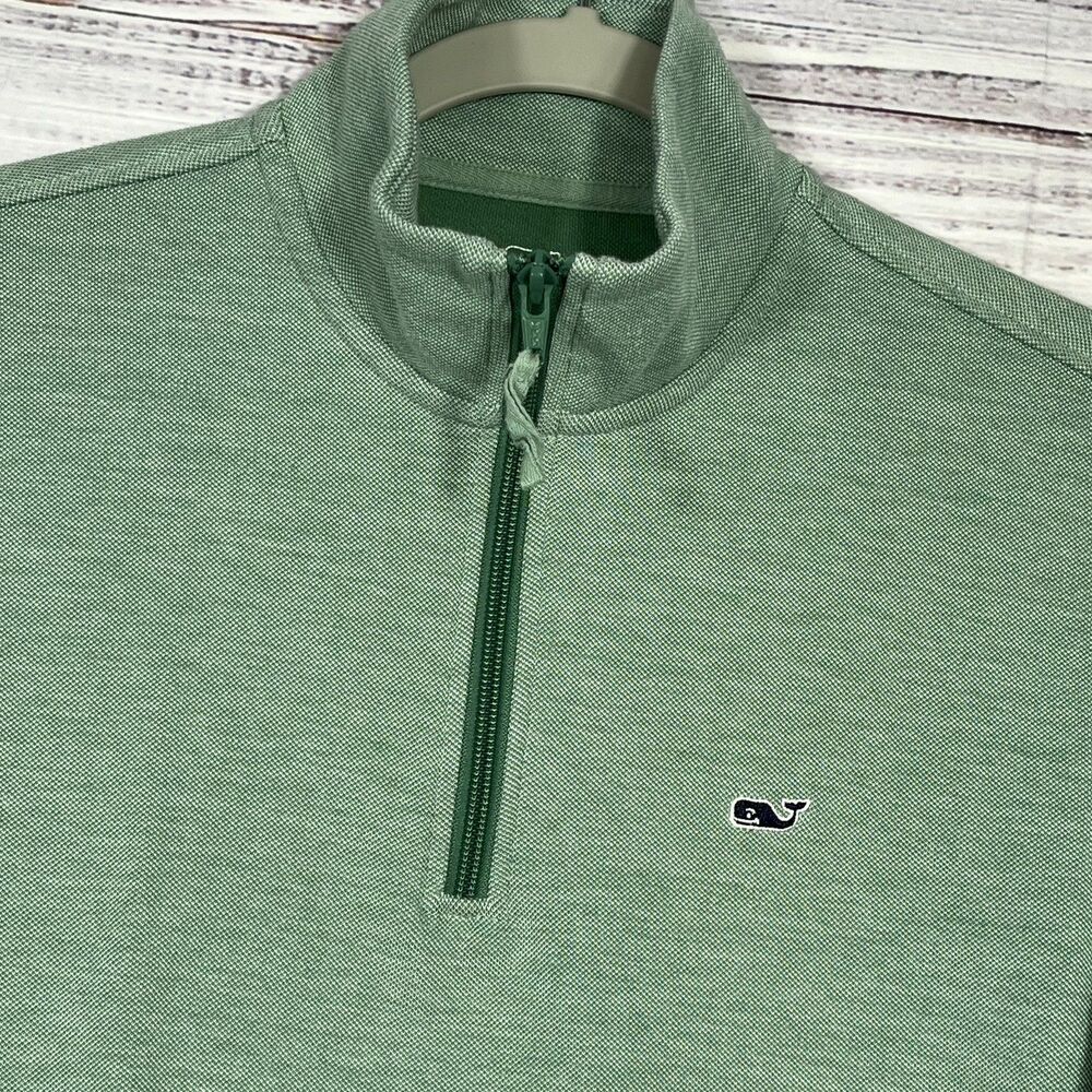 Vineyard Vines 1/4 Zip Sweater Mens Size XS Green Pullover Whale Logo Preppy